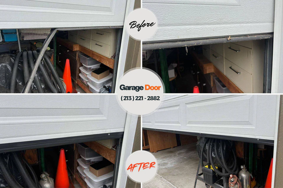 Before and after: garage door repair Bedford, IA